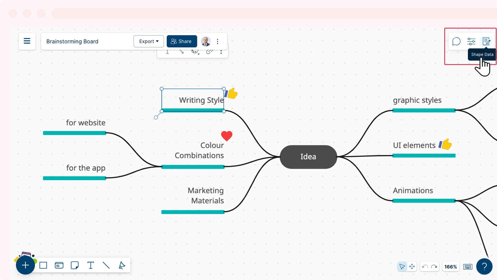 Accessing Shape Notes Panel