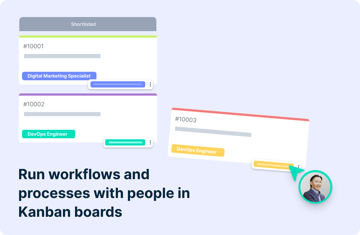 Run workflows and processes with people in Kanban boards